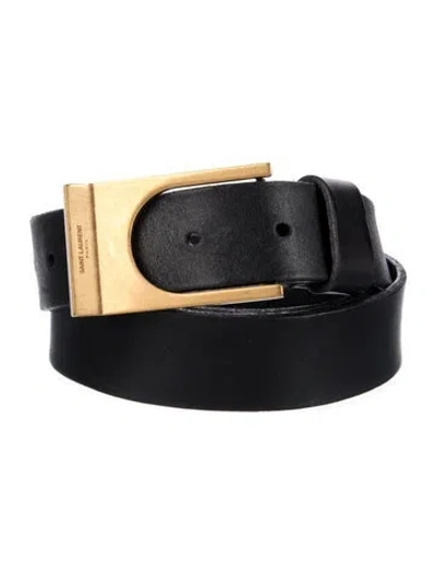 Pre-owned Saint Laurent Leather Belt Kit In Black