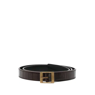 Saint Laurent Leather Belt In Metallic