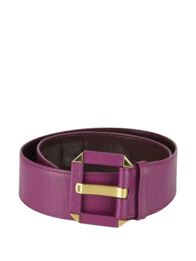 Pre-owned Saint Laurent Leather Belt In Purple
