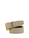 Saint Laurent Cassandre Thin Belt With Square Buckle In Box Leather Accessories In Brown