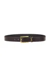 Saint Laurent Cassandre Embellished Leather Belt In Spiced Apple