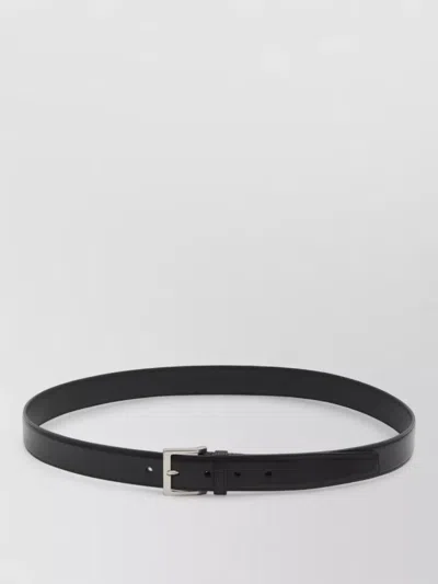 Saint Laurent Leather Belt Square Buckle Metal Hardware In Black