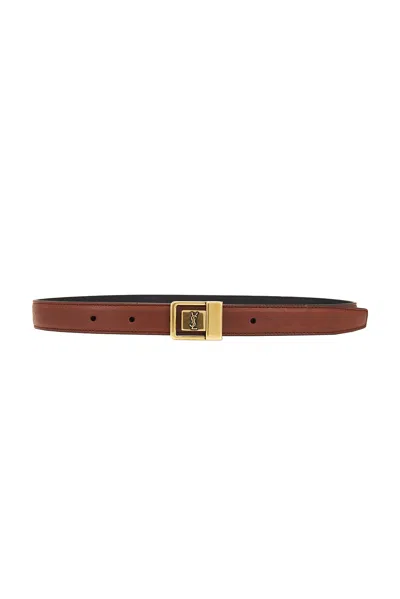 Saint Laurent Leather Belt In Wet Clay