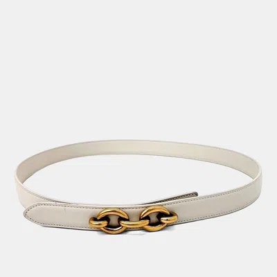 Pre-owned Saint Laurent Leather Belt In White