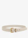 Saint Laurent 2 Cm Calfskin Leather Belt With Cassandre Thin Profile In Neutral