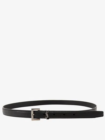 SAINT LAURENT LEATHER BELT WITH MONOGRAM