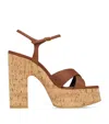 Saint Laurent Leather Bianca Platform Sandals 85 In Burgundy