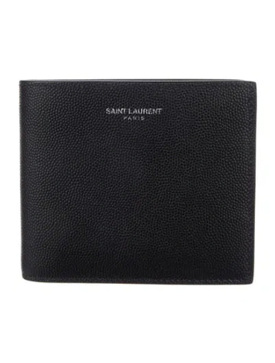 Pre-owned Saint Laurent Leather Bifold Wallet In Black