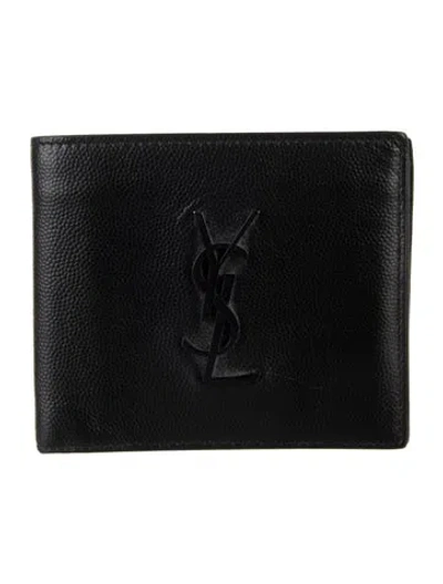Pre-owned Saint Laurent Leather Bifold Wallet In Black