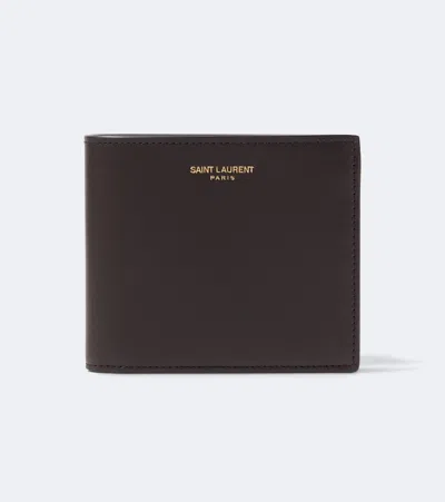 Saint Laurent Leather Bifold Wallet In Brown