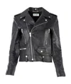 Saint Laurent Printed Leather Biker Jacket In Black