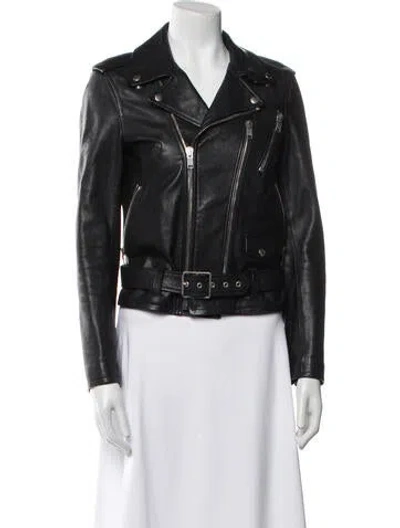 Pre-owned Saint Laurent Leather Biker Jacket In Black