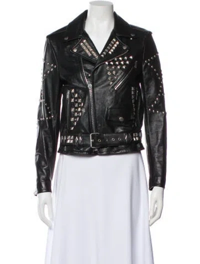 Pre-owned Saint Laurent Leather Biker Jacket In Black