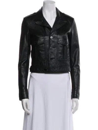Pre-owned Saint Laurent Leather Biker Jacket In Black