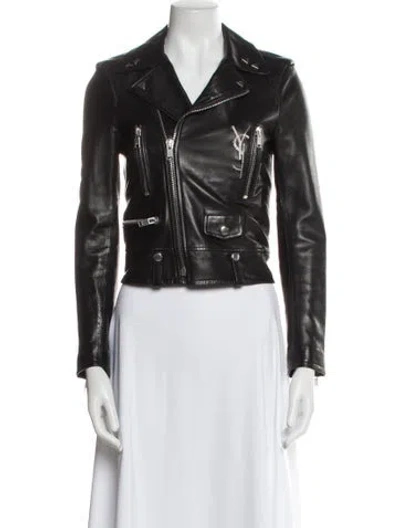 Pre-owned Saint Laurent Leather Biker Jacket In Black