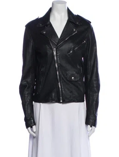 Pre-owned Saint Laurent Leather Biker Jacket In Black