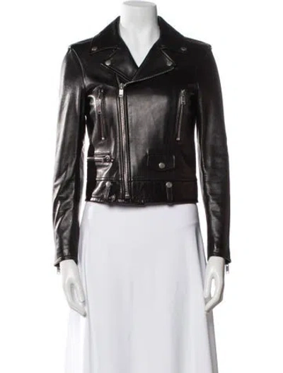 Pre-owned Saint Laurent Leather Biker Jacket In Black