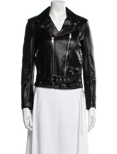 Pre-owned Saint Laurent Leather Biker Jacket In Black