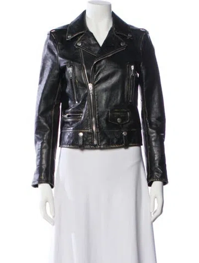 Pre-owned Saint Laurent Leather Biker Jacket In Black