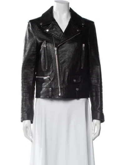 Pre-owned Saint Laurent Leather Biker Jacket In Black