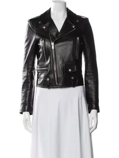 Pre-owned Saint Laurent Leather Biker Jacket In Black