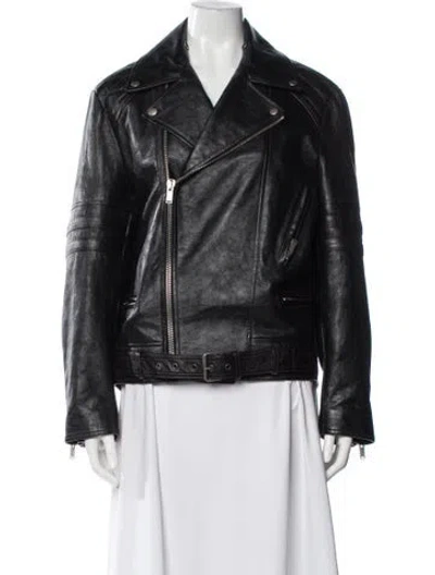 Pre-owned Saint Laurent Leather Biker Jacket In Black