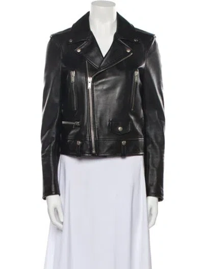 Pre-owned Saint Laurent Leather Biker Jacket In Black