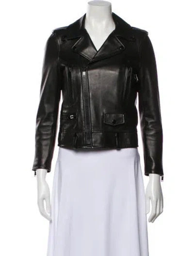 Pre-owned Saint Laurent Leather Biker Jacket In Black