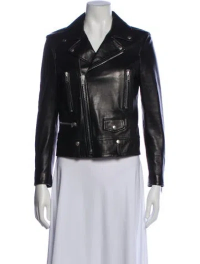 Pre-owned Saint Laurent Leather Biker Jacket In Black
