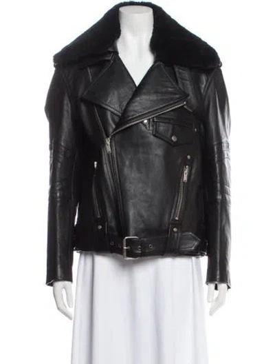 Pre-owned Saint Laurent Leather Biker Jacket In Black
