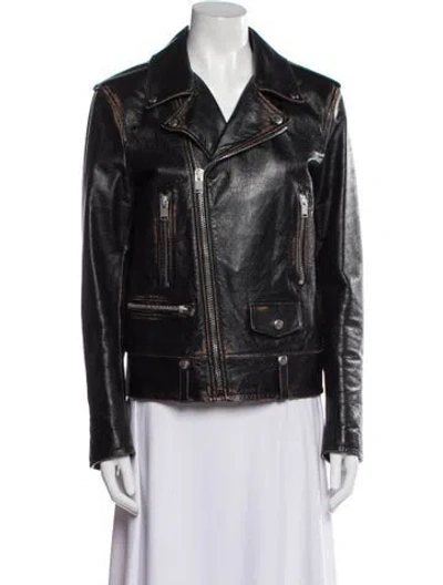 Pre-owned Saint Laurent Leather Biker Jacket In Black