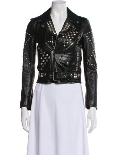 Pre-owned Saint Laurent Leather Biker Jacket In Black