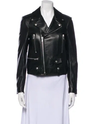 Pre-owned Saint Laurent Leather Biker Jacket In Black