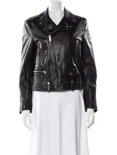 Pre-owned Saint Laurent Leather Biker Jacket In Black