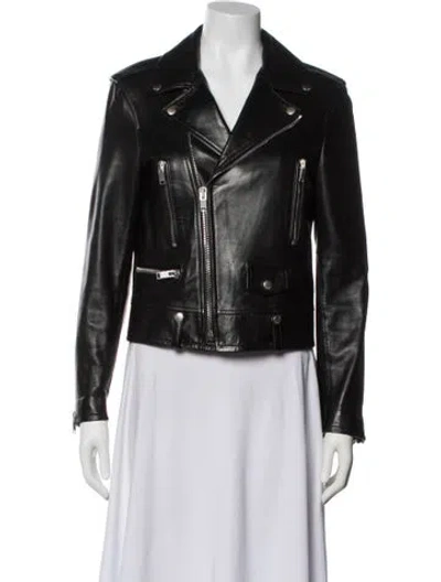 Pre-owned Saint Laurent Leather Biker Jacket In Black