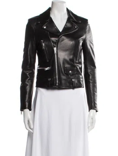 Pre-owned Saint Laurent Leather Biker Jacket In Black