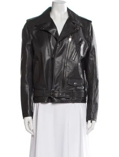 Pre-owned Saint Laurent Leather Biker Jacket In Black