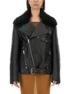 Saint Laurent Leather Biker Jacket In Black