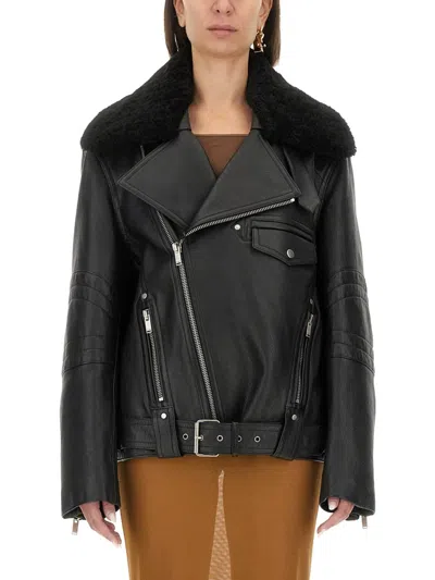 Saint Laurent Leather Biker Jacket In Black