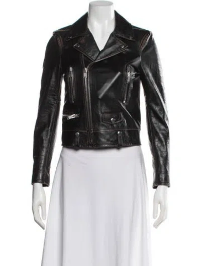 Pre-owned Saint Laurent Leather Biker Jacket In Black