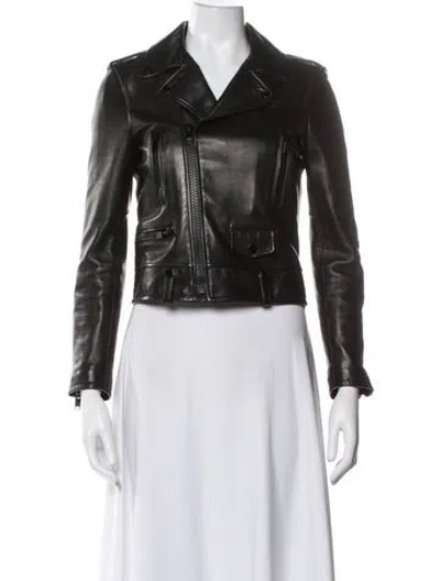 Pre-owned Saint Laurent Leather Biker Jacket In Black