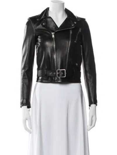 Pre-owned Saint Laurent Leather Biker Jacket In Black