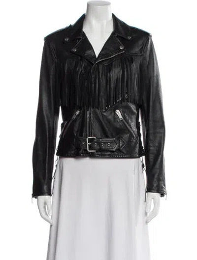 Pre-owned Saint Laurent Leather Biker Jacket In Black