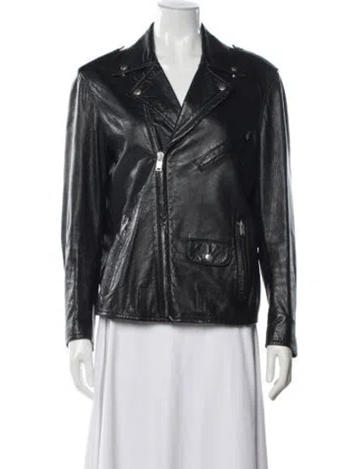 Pre-owned Saint Laurent Leather Biker Jacket In Black