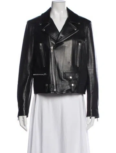 Pre-owned Saint Laurent Leather Biker Jacket In Black