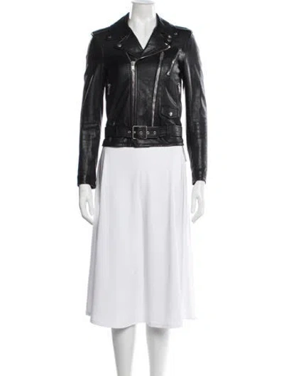 Pre-owned Saint Laurent Leather Biker Jacket In Black