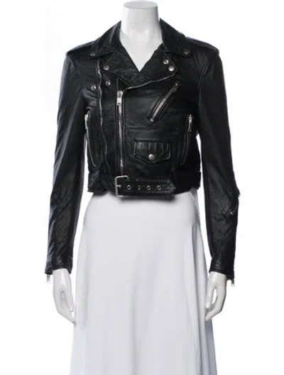 Pre-owned Saint Laurent Leather Biker Jacket In Black