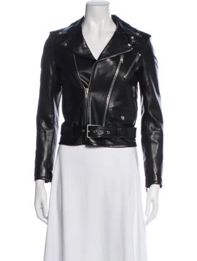 Pre-owned Saint Laurent Leather Biker Jacket In Black
