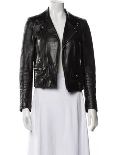 Pre-owned Saint Laurent Leather Biker Jacket In Black