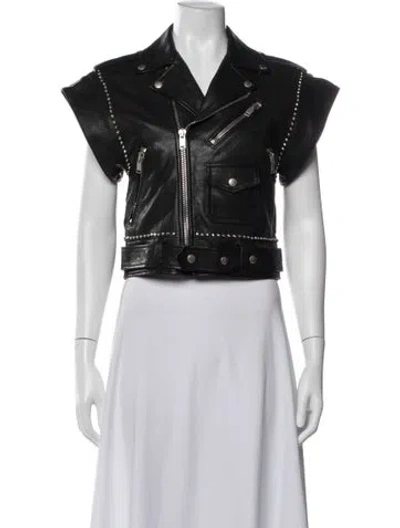 Pre-owned Saint Laurent Leather Biker Jacket In Black